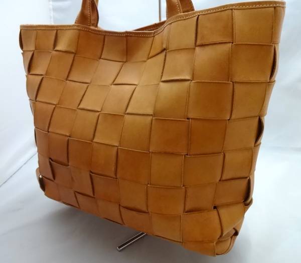 ♪　BREE　刻印有　ブリー ヌメ革　ショルダー　トートバッグ　メッシュ編み込み　革　鞄
