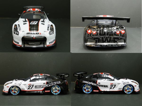 2.4GHz 1/10 ドリフトラジコンカー GTRタイプ（白）【完成品】