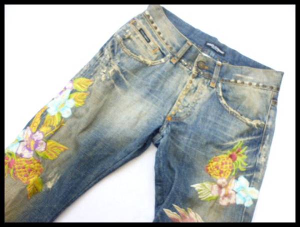 Dolce & Gabbana ドルチェ&ガッバーナ 鷹刺繍スタッズデニムパンツ 