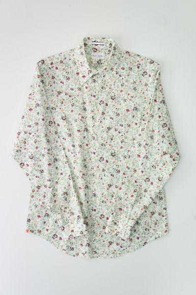 ｚ393*ポールスミス*コットン/花柄長袖シャツ/ライトグリーンM