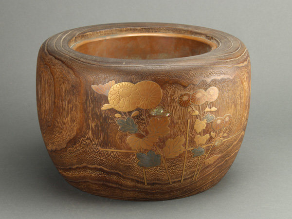 桐 蒔絵 - 特大サイズ‼ 菊や小鳥の蒔絵で時代感漂う桐火鉢