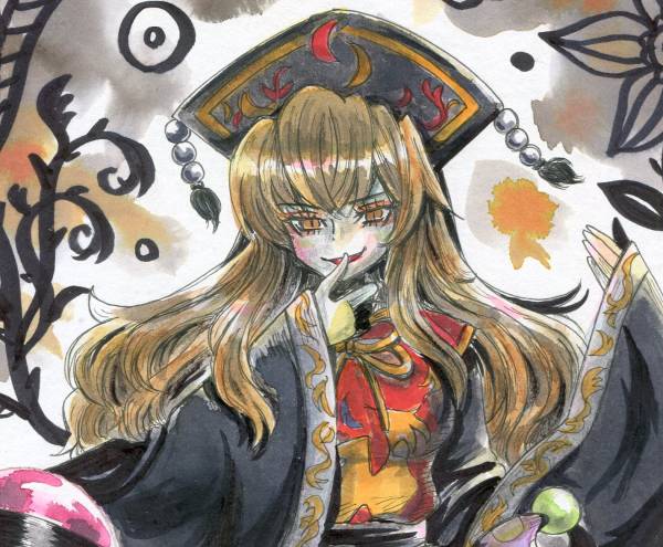 【東方】イラスト色紙【へカーティア・ラピスラズリ】 手描きイラスト色紙∞東方 純狐 ヘカーティア・ラピスラズリ クラウン