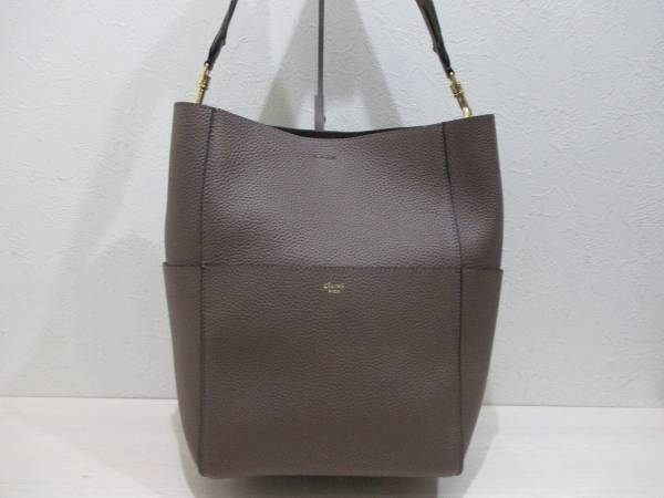 CELINE セリーヌ ショルダーバック サングル ブラウン 型押しレザー