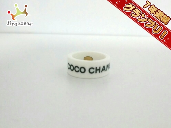 シャネル リング 美品 プラスチック 白×黒 CHANEL 【低価，お買い得