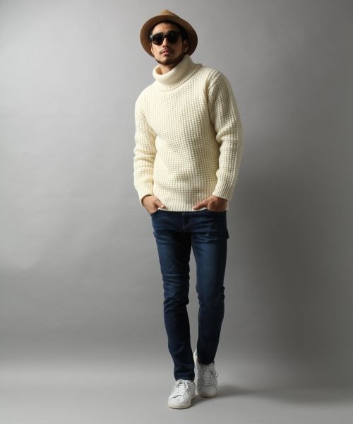 最低落札価格期間限定下げ★全店完売 【BAYFLOW ベイフロー】 タートルネックニットプルオーバー 白 L 雑誌掲載 モデル着用