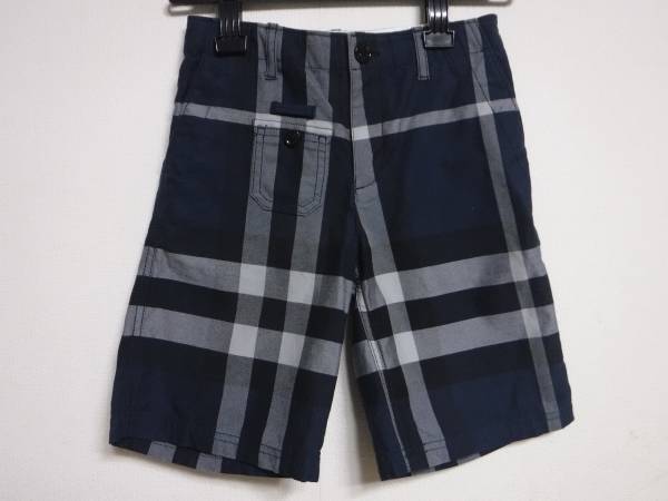 【128cm・美品】BURBERRY バーバリー 半ズボン　ハーフパンツ　チェック　ネイビー　ビッグノバチェック