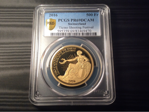 発行わずか25枚 スイス 現代射撃祭 2016年 ゴッタルドトンネル 500 Francs 金貨 PCGS PR69 DCAM_1