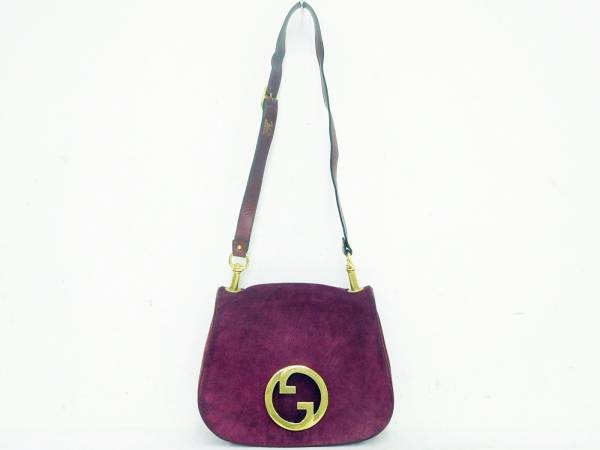 06/77-14 GUCCI グッチ レディース ショルダーバッグ スエード BREV.N 