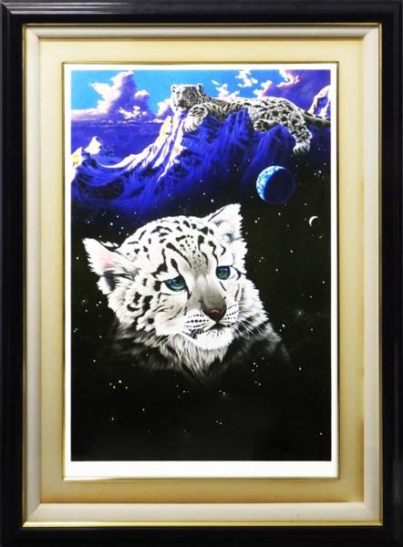 値下げ交渉可！【おたからや美術画廊】シム・シメール●ガーディアンズ/ホワイトタイガー/動物画/虎/地球/本人直筆サイン/絵画/版画/保証