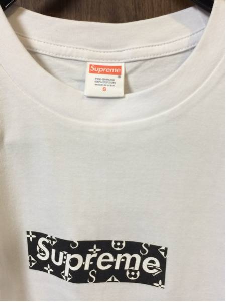 シュプリーム boxロゴ Tシャツ S ホワイト モノグラム 中古良品