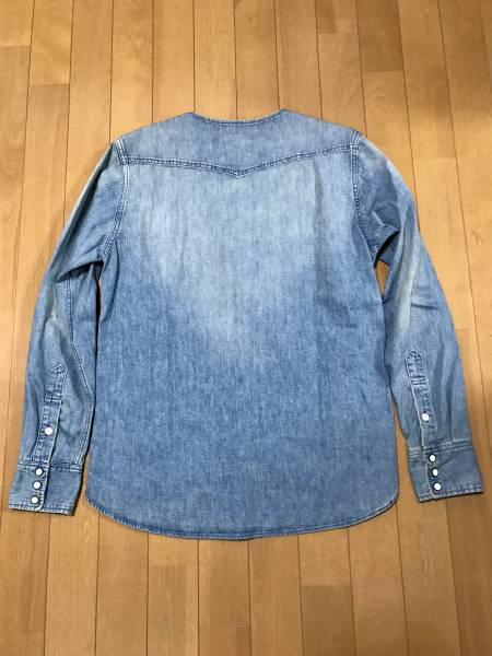 SANDINISTA Collarless Western Damaged Denim Shirt Size: M