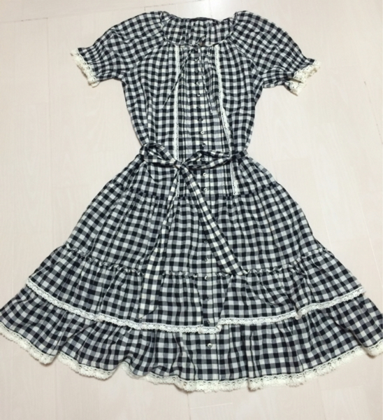 ☆美品 ピンクハウス ギンガムチェック ワンピース☆フリル レース 