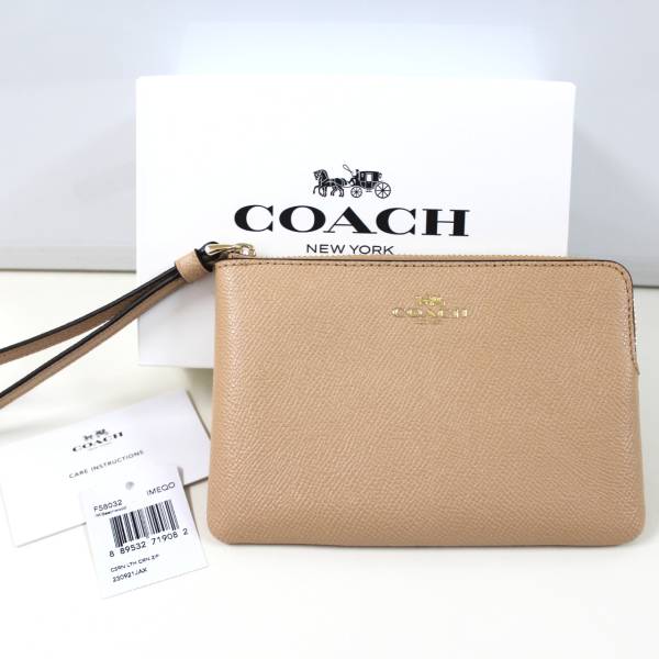 箱付 新品(cs74)◆高級感クロスグレインレザー◆【COACH ポーチ】小銭入×財布×iphoneケース etc■コーチ正規品■2017年3月購入