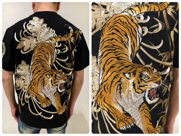 絡繰魂　からくりたましい　織田信長の虎　Tシャツ　黒　XL　和柄　東洋好き