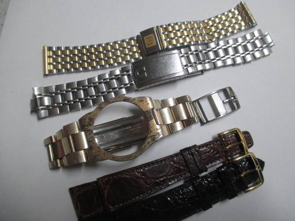100円～ オメガ 金属ブレス 革 純正バックル 等セット