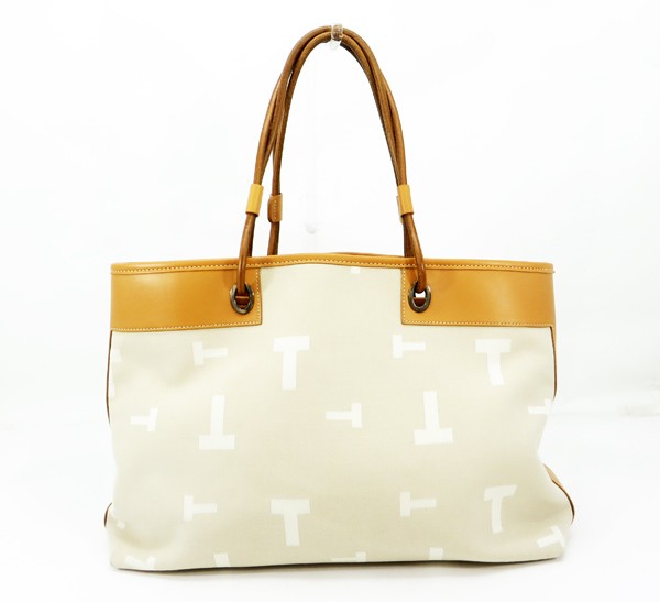 ◇【TOD'S トッズ】キャンバス×レザー トートバッグ