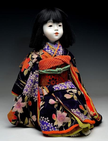 市松人形 縮緬 着物 1868〜1926年 公式通販 織姫 七夕 朱印 巫女 銘 明治