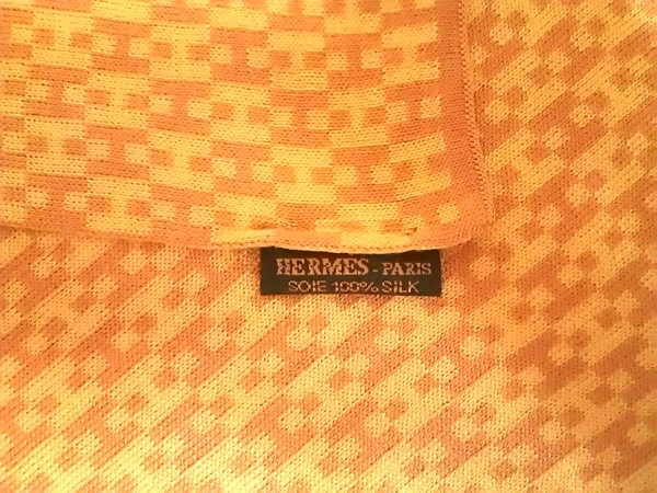 最新版 エルメス ストール(ショール) 美品 オレンジ H柄 シルク HERMES