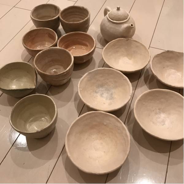 手作り陶器 お茶、そば猪口、焼酎、日本酒などに、お茶碗、急須かサーバーとして！セットで☆カフェ、居酒屋、