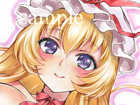 同人 手描きイラスト ☆ 東方Project 八雲紫 水着 ☆ 色紙(手描き