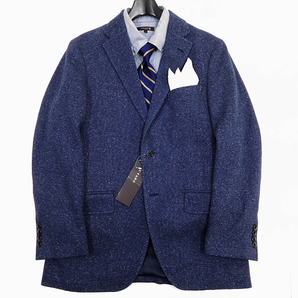 ■定価4.9万 快適 ジャージー ストレッチ 新品 IL FARO イルファーロ 三者混 2B テーラード ジャケット L ネイビー 052419ha-1