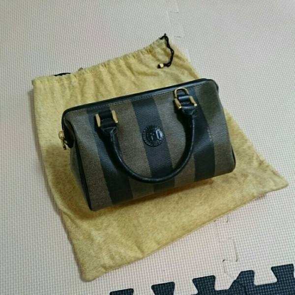 美品】未使用☆フェンディ FENDI ミニボストンバッグ ☆ペカン柄☆PVC 