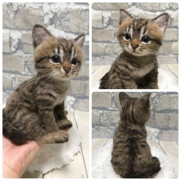 茶トラ猫さんのお散歩 羊毛フェルト生地のショルダーバッグ （羊毛 