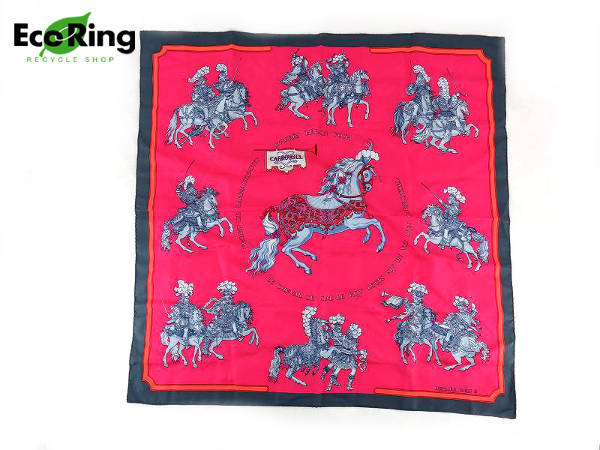 1円 エルメス カレ CARROUSEL 馬柄騎士 シルク スカーフ ピンク CQ465