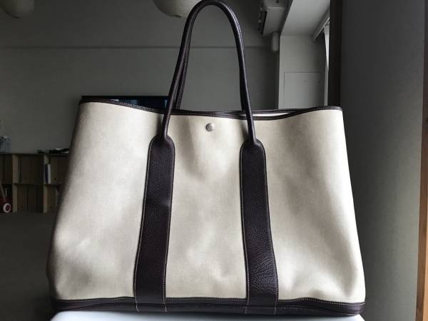 エルメスHERMES　ガーデンパーティGM　キャンバスxレザー　旅行バッグトラベルトート