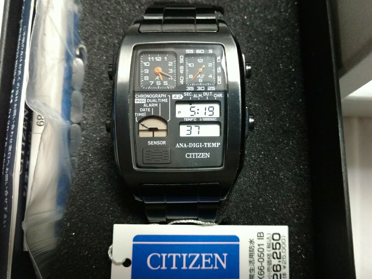 シチズン アナデジ テンプ 8988-S040825 HSW黒 CTX66-0501 IB CAL.8989 