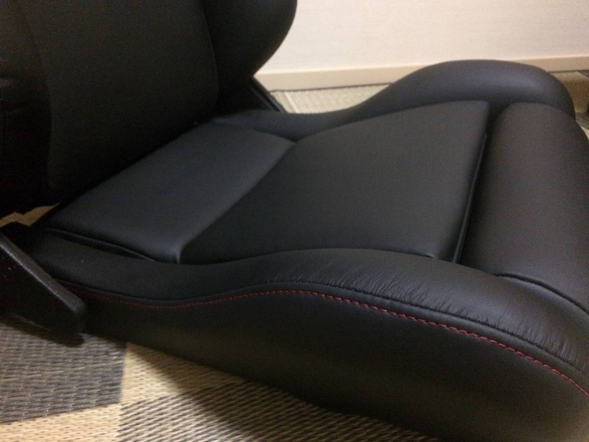 44.45.レカロ RECARO 2脚セット SR-3 黒×赤フェイクレザー張り替え 