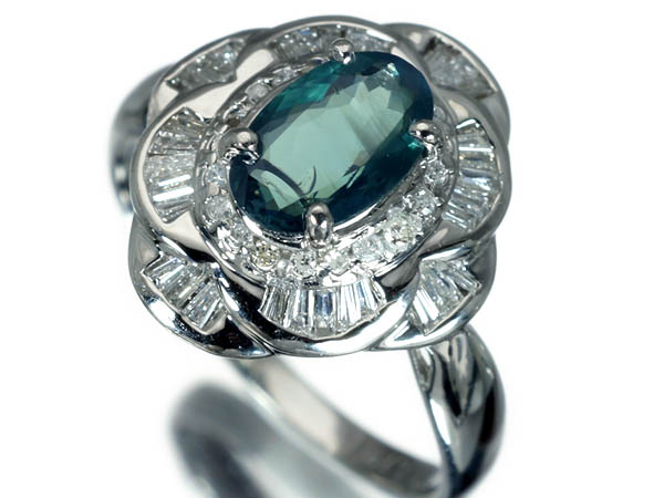 【送料無料kg】1円～☆宝石の島☆希少宝石！天然アレキサンドライト1.18ct＆ダイヤモンド0.40ct 高級Pt900リング hw1111