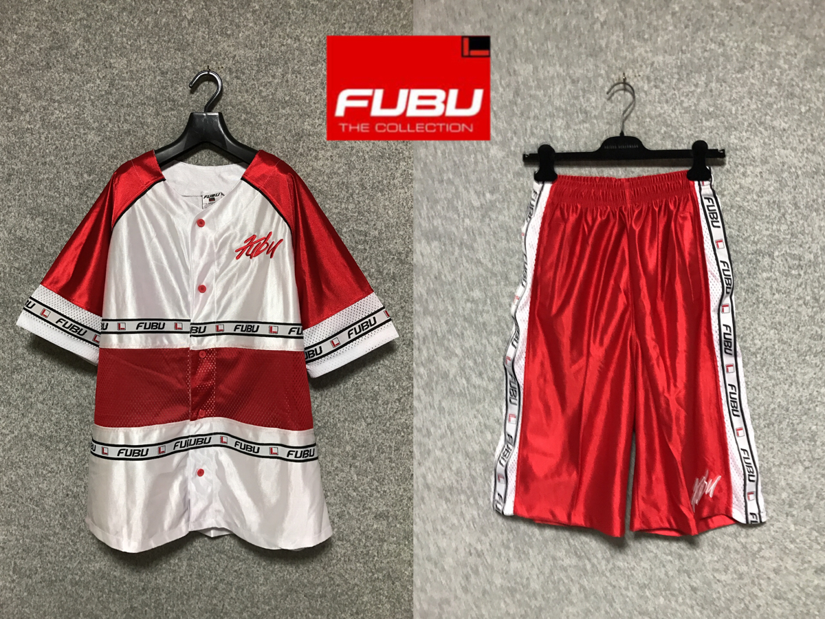 未使用】FUBUフーブー/ゲームジャージー セットアップ/白×赤/F FUBU 