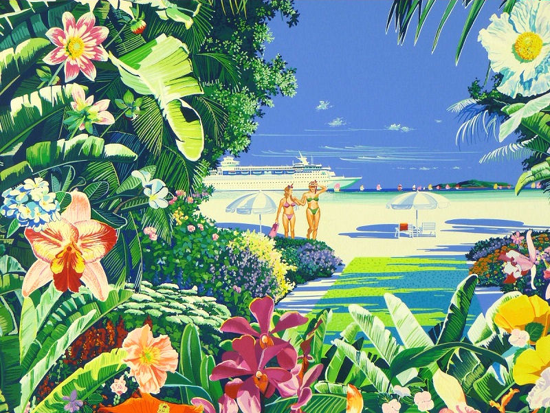 都屋】ヒロ・ヤマガタ 海風景 シルクスクリーン シート