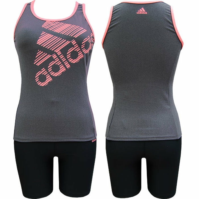 新品★adidasフィットネス水着　Lサイズ　チャコグレー