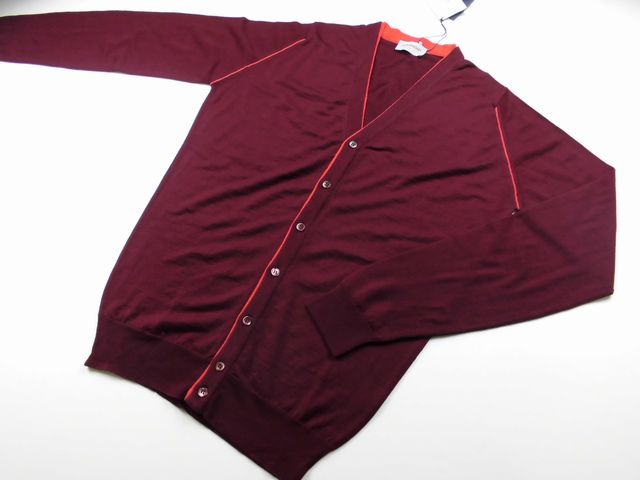 メンズ S 新品 ジョンスメドレー 最高級メリノウール カーディガン BEDMINSTER GARDNER RED JOHN SMEDLEY イギリス製★