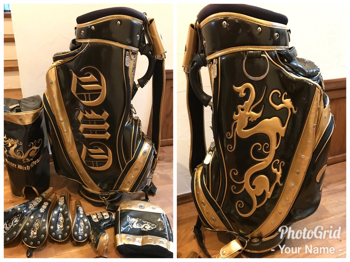 限定生産モデル/超希少【ダンスウィズドラゴン キャディバッグ フルセット ヘッドカバー エナメル 3点式 DWD Dance With Dragon 】