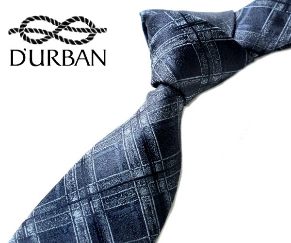 【E-54】新品*D'URBAN ダーバン*定価17，280円*イタリア製*シルクネクタイ*チェック柄*ネイビー系
