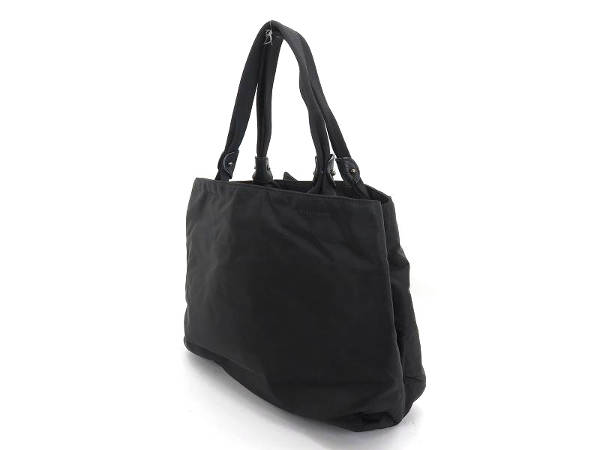 1円 美品 フェラガモ ヴァラ リボン ナイロン ハンドバッグ ブラック BV355