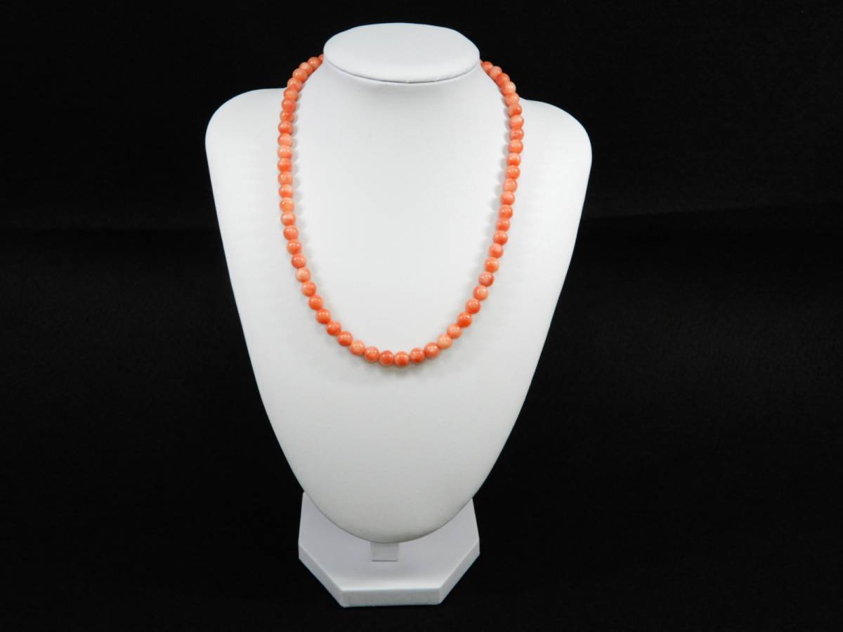 ピンク珊瑚 ネックレス レディース アクセサリー さんご サンゴ 全長約45cm 丸玉