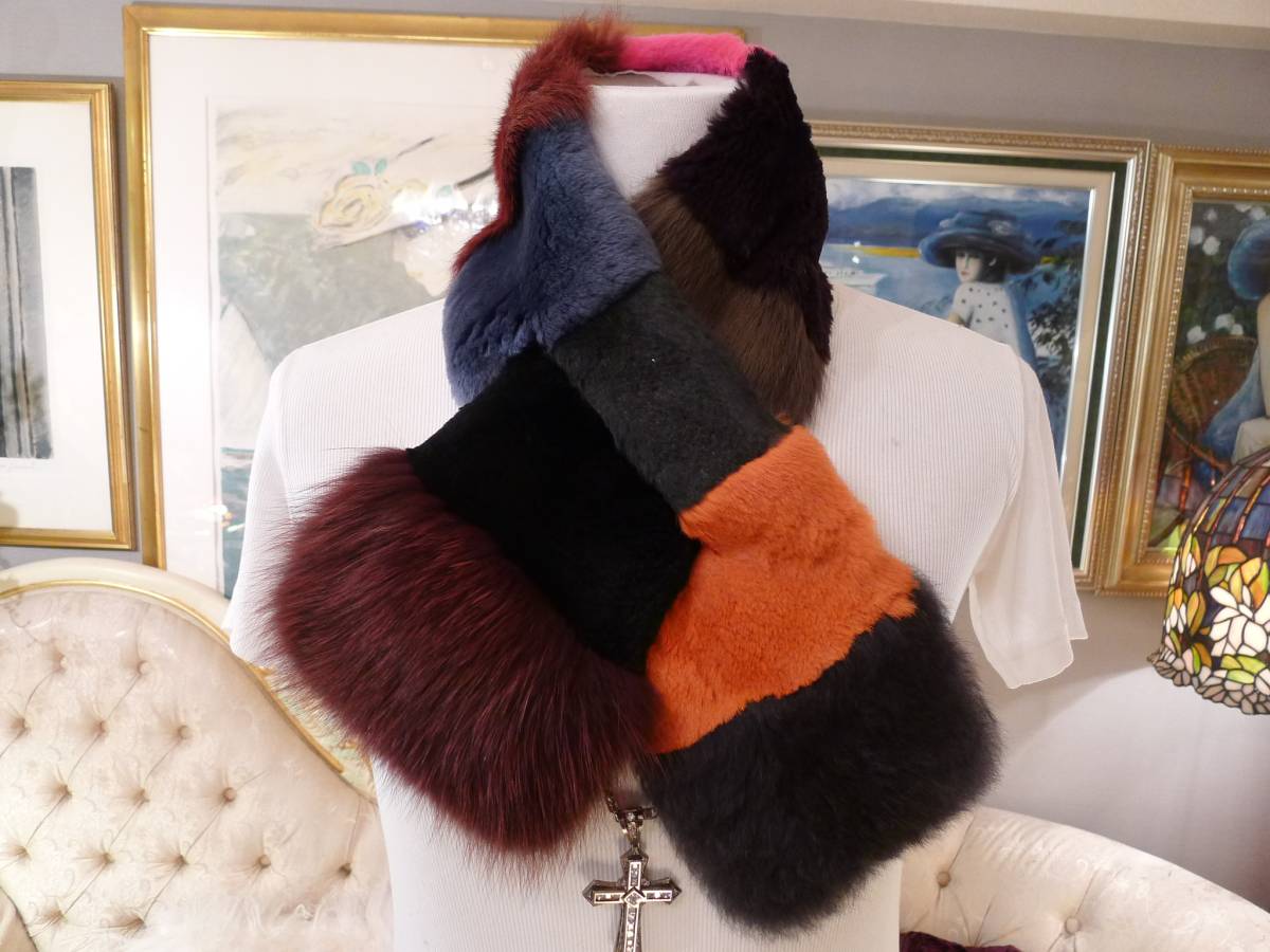 こだわりメンズにお勧め！●【ETRO】エトロイタリー製１０色カラーFURストール未使用品BOX付●　