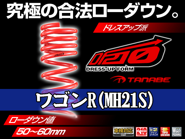 ワゴンR　MH21S　タナベ ダウンサス DF210　2WD MH21S FF 1/2型 ～H16/11 H15/9～H16/11 スズキ SUZUKI タナベ DF210 SUSTEC