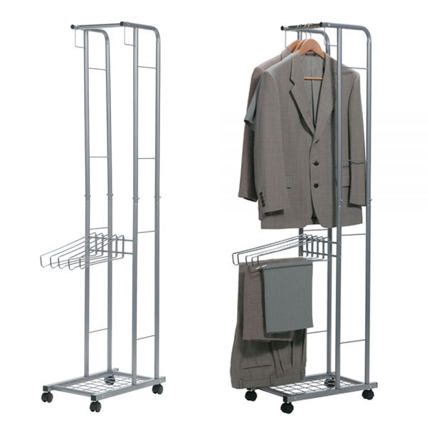 隙間を有効活用◎すきまハンガー(キャスター付)【ハンガーラック】【収納】 販売終了スラックスハンガー スリム 2段 棚付き 計14本掛け