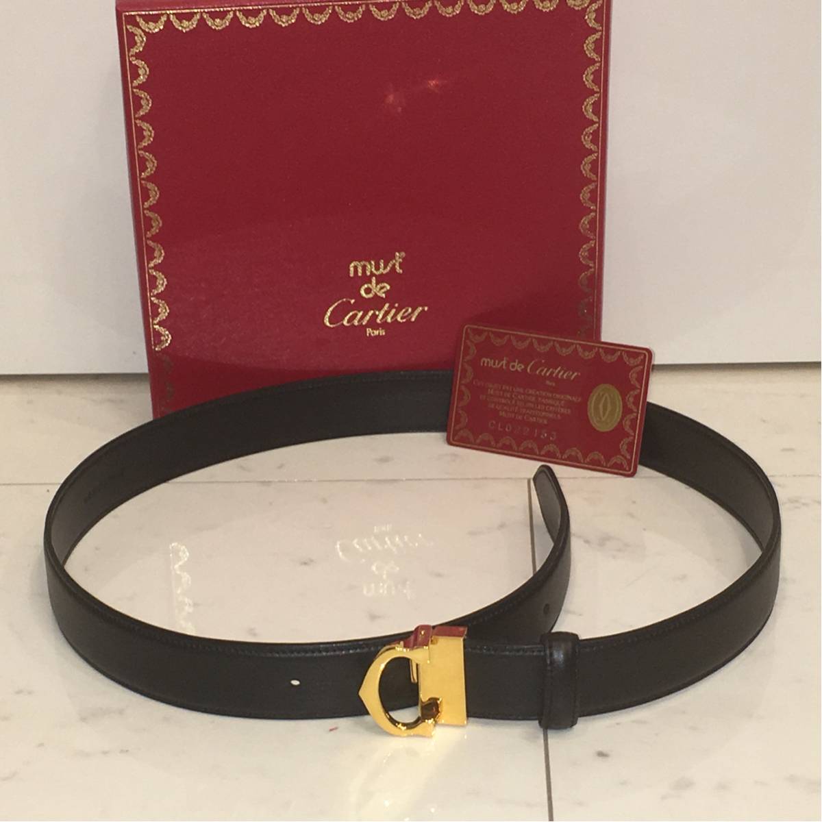 マストライン カルティエ レザー 美品 CARTIER Cartier 極 ベルト 