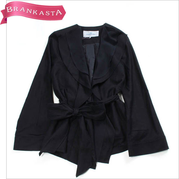 ★Viaggio Blu・ビアッジョブルー★【美品】ドレープデザイン ドローストリング長袖ジャケット 1★黒★[NEW]★17pc08