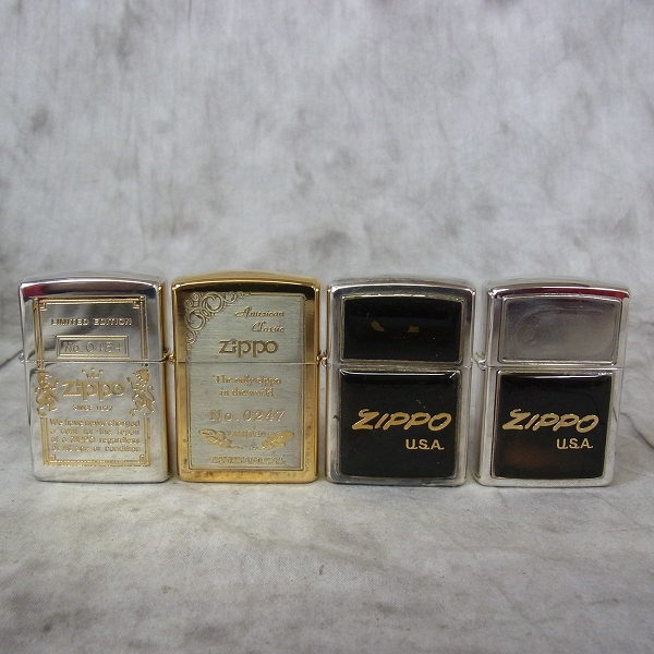 ZIPPO/ジッポー レギュラー ロゴ 限定 等シルバー 4点セット /UP6