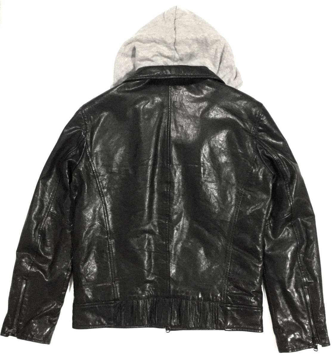 即決★イタリア製 BIRBAME1961 バーベイム フェイクレイヤード 山羊革 ゴートレザーライダースジャケット 黒 定価17万