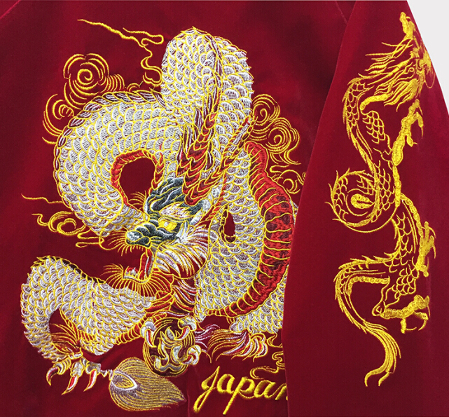 スタジャン 龍 日本製 美品 Vintage 龍神 限定 vintage unisex サテン 