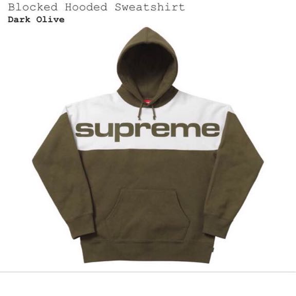 supreme 17AW blocked Hooded パーカー ダークオリーブ