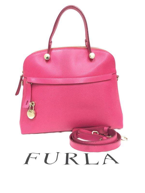 ∇美品 FURLA フルラ パイパー 2way ショルダー ハンドバッグ ピンク 